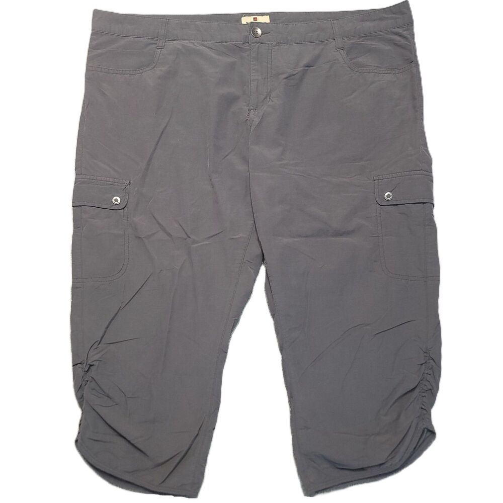 Woolrich Womens 14 (42x21) Pants Hiking Cargo Capri Ruched Hem Gray
